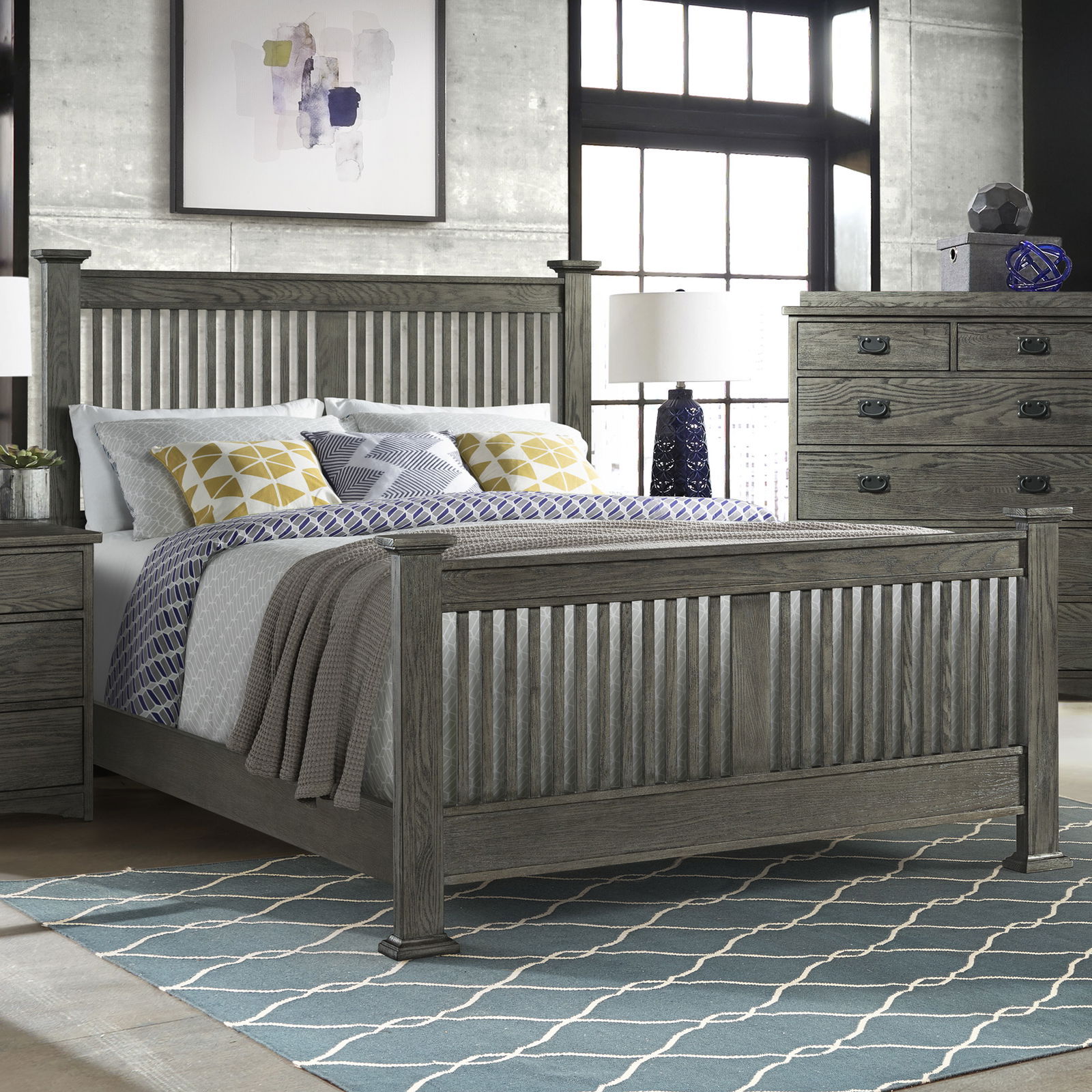 Intercon Oak Park OP-BR-5856QS-MIS-C Mission Queen Panel Bed with Twelve  Underbed Storage Drawers, Wayside Furniture & Mattress